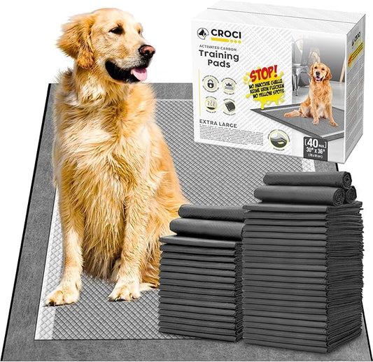 CROCI Dog Pads 30"x36" Dog Pee Pads, Charcoal Puppy Pads Odor-Control & Super-Absorbent Pee Pads for Dogs Hold Up to 10 Cups of Urine, Leak-Proof & Quick-Dry Dog Pads Extra Large, Disposable(40 Count) - PAWPICO