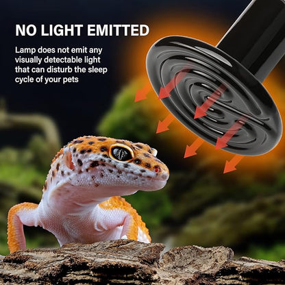 HealSmart Reptile Heat Lamp Bulb Ceramic Heat Emitter 100W No Light Emitting Brooder Coop Heater for Amphibian Pet & Incubating Chicken, Black HealSmart