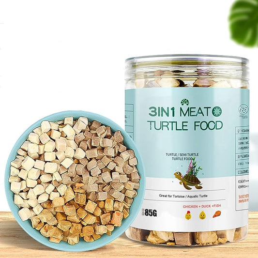3 in 1 Meat Turtle Food - Chicken & Duck & Fish Meat Natural Freeze Dried Human-Grade Turtle Treats BNYEE
