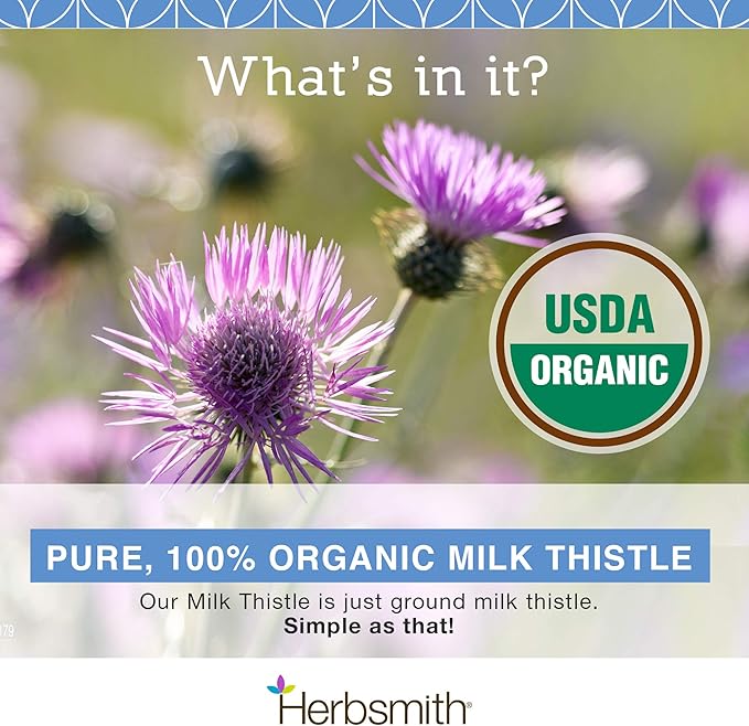 Herbsmith Organic Milk Thistle for Dogs and Cats – Liver Supplement for Dogs & Cats – Made in USA – 150g Powder Herbsmith