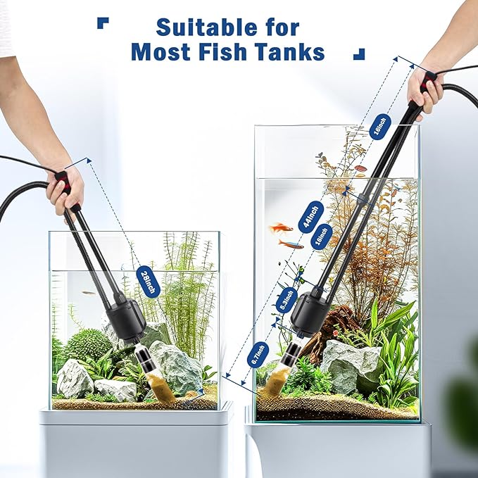 AQQA Aquarium Gravel Cleaner Kit, 6 in 1 Electric Fish Tank Vacuum Cleaning Tools Water Changer, Multifunction Wash Sand Filter Water Circulation 20W 320GPH 110V AQQA