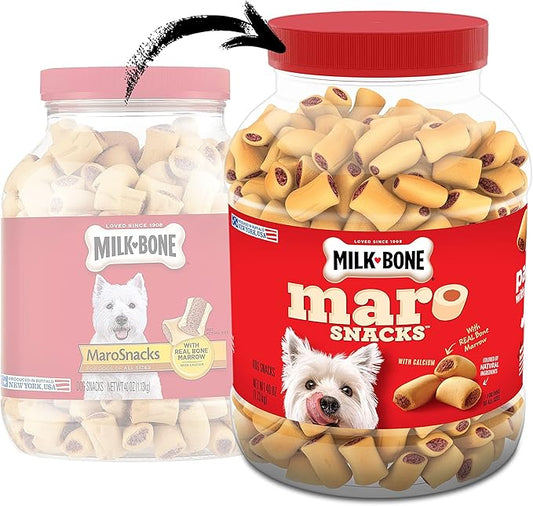 Milk-Bone MaroSnacks Dog Treats Bundle: 40 Ounce Canister + 2 Refill Packs - PAWPICO