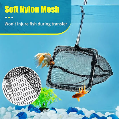 AQUANEAT Fish Net Aquarium,Fish Tank Net,Aquarium Net with Extendable Long Handle (3 Inch) Aquaneat