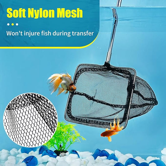 AQUANEAT Fish Net Aquarium,Fish Tank Net,Aquarium Net with Extendable Long Handle (3 Inch) Aquaneat