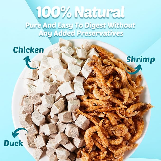 Turtle Food - 3 in 1 Natural Freeze-Dried Meat - Chicken, Duck and Antarctic Krill - Premium Box Turtle and Aquatic Turtle Treats for Baby Turtles - Human-Grade Quality Loves4Pets