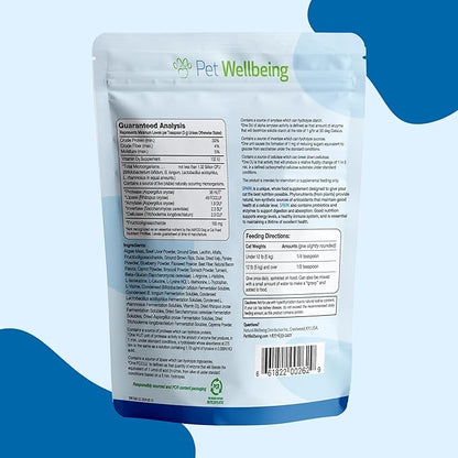Pet Wellbeing Spark Daily Nutritional Greens Superfood for Cats - Probiotics, Prebiotics, Digestive Enzymes, Amino Acids, Antioxidants, Vitamin D, Spirulina - Veterinarian-Formulated 3.53 oz (100 g) PetWellbeing