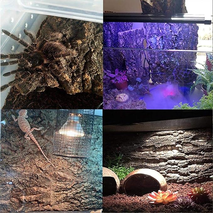 4PCS Cork Terrarium Background 15.7x11.8in Natural Cork Large Bark Climbing Mat Habitat Decoration Chameleons, Lizards, Turtles Glass Jar Decoration Hamiledyi