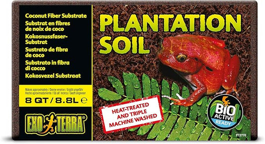 Exo Terra Plantation Soil, 8 Qt (8.8 L) - 100% Natural Terrarium Substrate | Increases Humidity, Stimulates Digging & Burrowing | Ideal for Natural Terrarium Setups & Live Plants ExoTerra