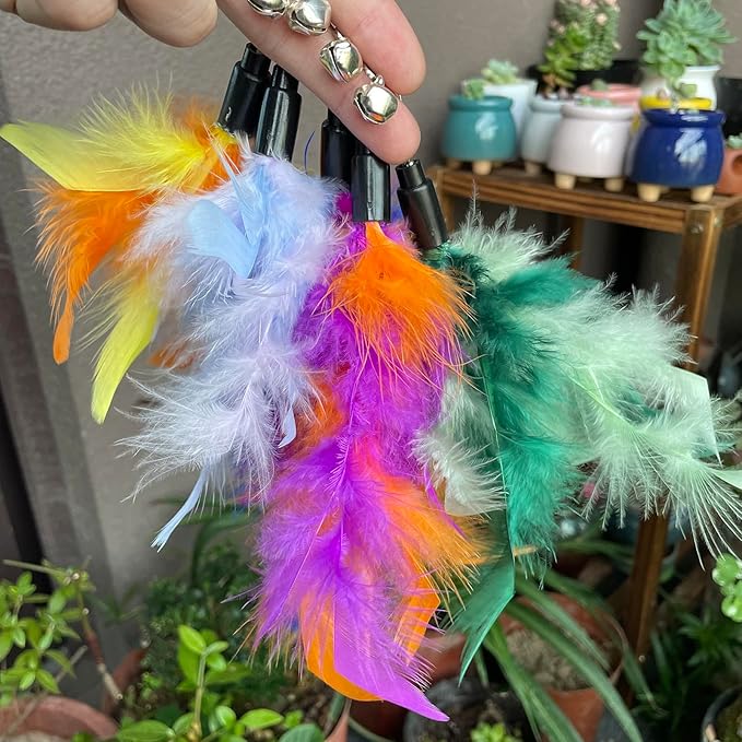 AcceLeah Cat Worm Toy Refills Cats Teaser Toys Wand Replacement,Cat Worms and Dragonfly Refill,Cat Wand Toy Assorted Teaser Refills with Bell (11 Pcs) - PAWPICO