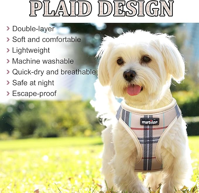 Dog Harness Step-in Breathable Puppy Cat Dog Vest Harnesses for Small Medium Dogs Beige - PAWPICO
