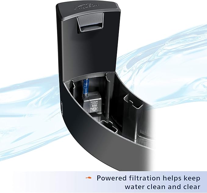 Aqueon Betta Falls 3 Section Aquarium Fish Tank With QuietFlow Power Filtration, Black Aqueon