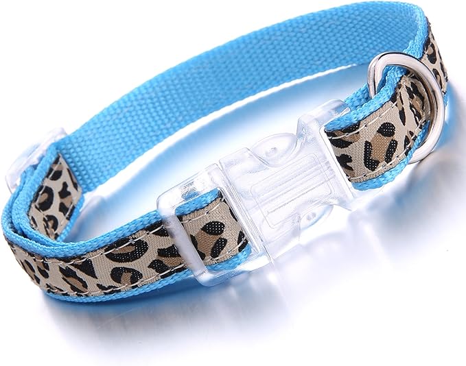Mile High Life Leopard Dog Harness Collar Leash Set | Adjustable No Pull Dog Halter Harness for Small Breed Dogs | Easy Control for Training Walking | Blue, X-Small - PAWPICO