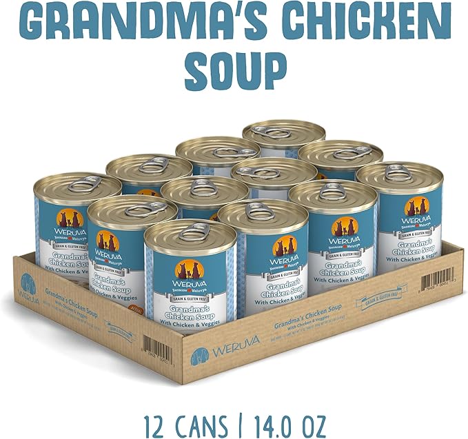 Weruva Classic Dog Food, Grandma's Chicken Soup with Chicken Breast & Veggies, 14oz Can (Pack of 12), Teal (878408004568) - PAWPICO
