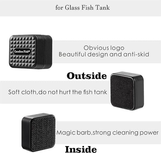 Carefree Fish Aquarium Mini Magnetic Cleaner for Glass Fish Tank Tiny Magnet Brush Algae Scrapers (No Floating) Bewatermyfriend