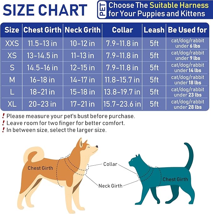 GAMUDA Small Dog Harness Collar and Leash Set, Step in No Chock No Pull Soft Mesh Adjustable Dog Vest Harnesses Plaid Reflective for Dogs Puppy Cats Kitten Rabbit (Blue Flower, L) GAMUDACollarsCollection