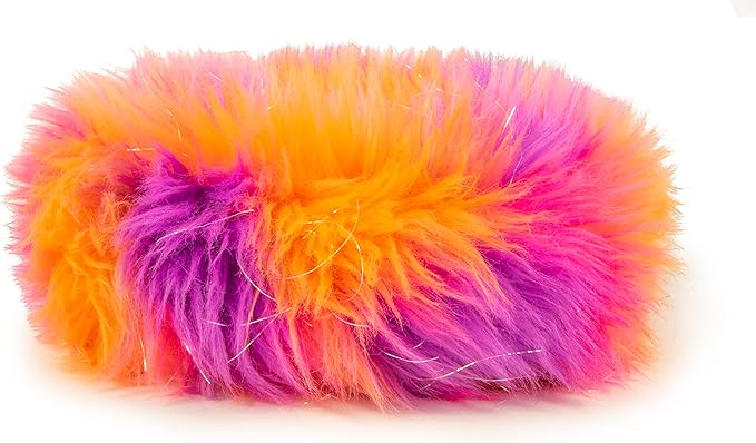 goDog Furballz Ring Squeaky Plush Dog Toy, Chew Guard Technology - Warm Rainbow, Large - PAWPICO