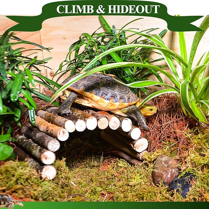 HERCOCCI Bearded Dragon Tank Accessories, Large Reptile Bridge Hammock Flexible - Jungle Climbing Vines and Leaves with Suction Cups Habitat Décor for Hiding& Climbing Snake Gecko Lizard Chameleon HERCOCCI
