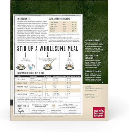 The Honest Kitchen Dehydrated Gourmet Grains Chicken & Duck Dog Food, 10 lb Box - PAWPICO