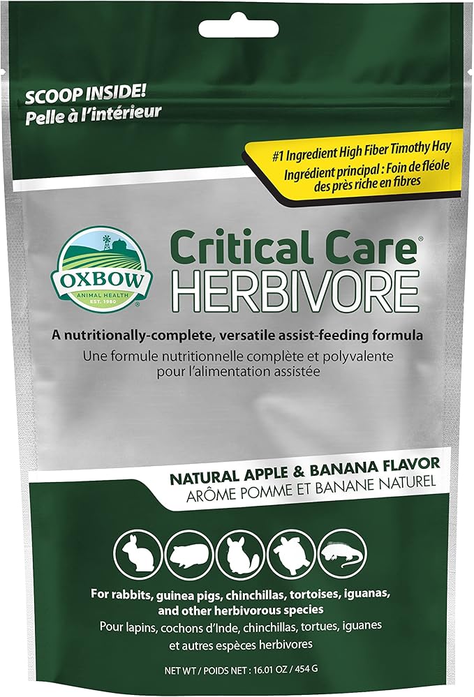 Oxbow Critical Care Herbivore - Nutritionally Complete Feeding Assist Formula for Small Animals & Pets - Critical Care Herbivore Apple-Banana (454g) OxbowAnimalHealth