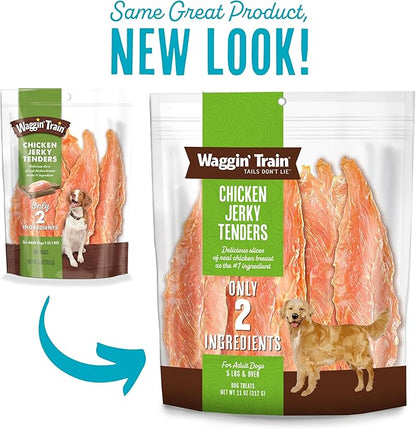 Waggin' Train Limited Ingredient, Grain Free Dog Treat, Chicken Jerky Tenders - 11 oz. Pouch (Pack of 2) - PAWPICO