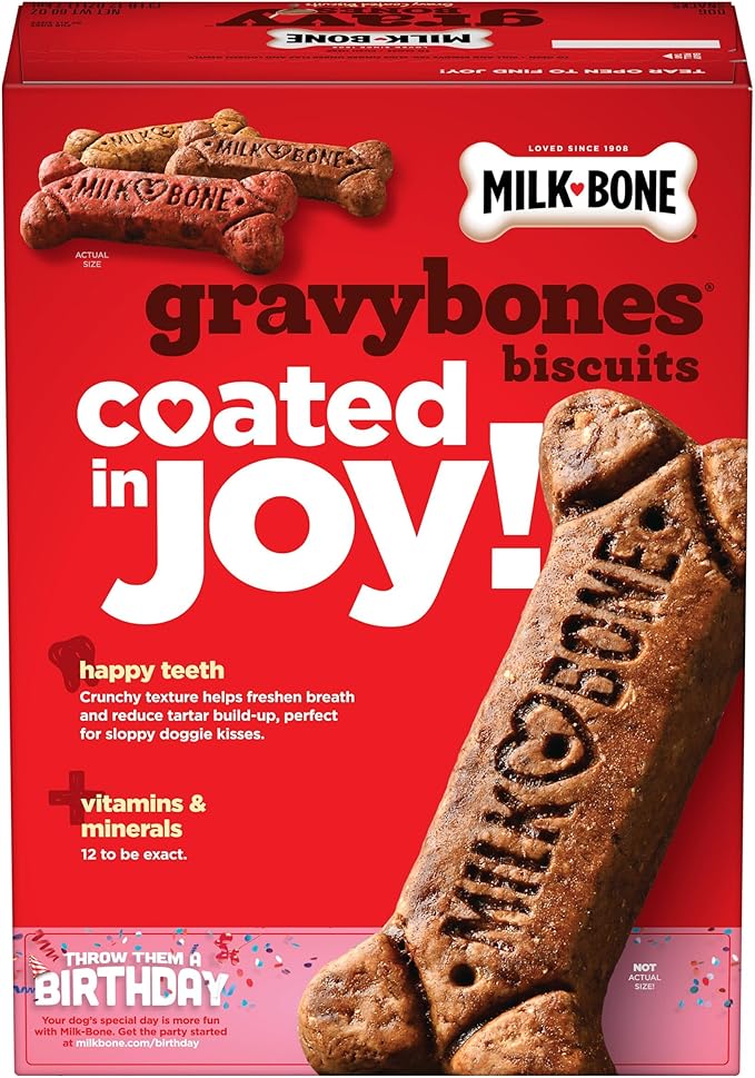 Milk-Bone Gravy Bones Dog Treats with 4 Savory Meat Flavors Coated in Gravy, 60 Ounce (Pack of 3) - PAWPICO