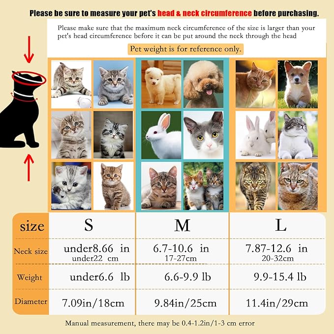 Cat Recovery Soft Collar.Cute Orange Shape, Waterproof Soft Recovery Collar. Anti-bite and Anti-Lick Wound Healing Safe Adjustable Elizabethan Collar.(L) PAWPICO