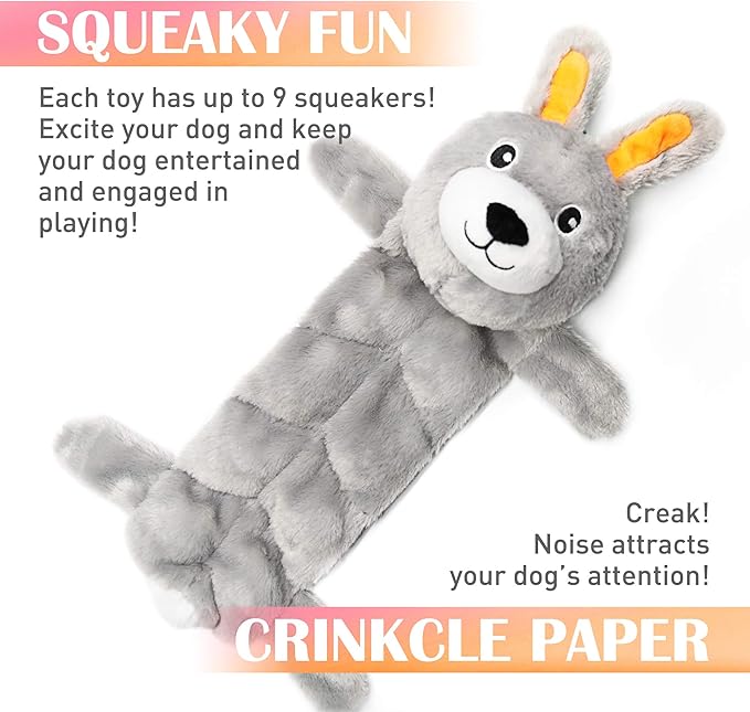 Nocciola 5 PCS Less Stuffing Dog Squeaky Toys for Aggressive Chewers, Durable Plush Dog Toy Set with Stuffed Head for Small to Large Dogs - PAWPICO