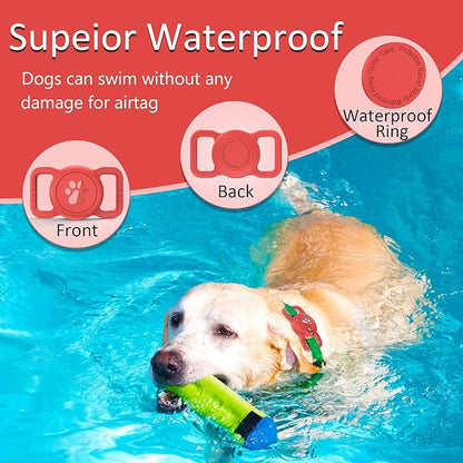 SANKALA Airtag Dog Collar Holder, [1 Pack] Waterproof Dog Airtag Holder, Silicone Full Body Covered Anti-Lost Protective Apple Air Tag Holder for Pet Collar - Fits All Width Collars, Red SANKALA