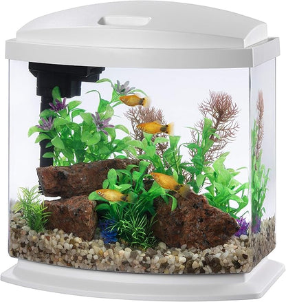 Aqueon LED MiniBow Aquarium Kit with SmartClean Technology, White, 2.5 Gallon Aqueon