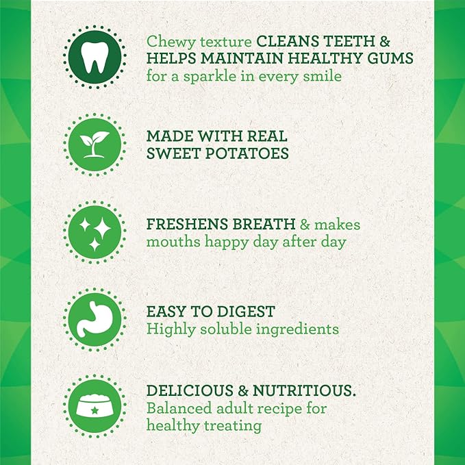 Greenies Teenie Natural Dog Dental Treats, Sweet Potato Flavor, 12 oz. Pack (43 Treats) - PAWPICO