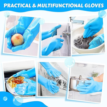 Pecute Pet Grooming Gloves 2 Pairs - Heat Resistant Silicone Gloves with High-Density Teeth and Enhanced Five Finger Design for Bathing and Massaging Pets - PAWPICO