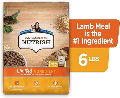 Rachael Ray Nutrish Limited Ingredient Diet Lamb Meal & Brown Rice Recipe, 6 Pounds (Packaging Design May Vary) - PAWPICO