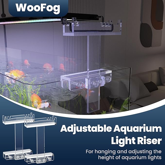 Adjustable Aquarium Light Stand, Aquarium Light Riser for Rimmed Tanks, Clear Acrylic Aquarium LED Light Holder Bracket for Small Rims Fish Tank Thickness Within 1.18 Inches-2 PCS WooFog
