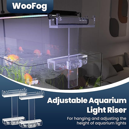 Adjustable Aquarium Light Riser for Rimmed Tanks, Aquarium Light Stand, Clear Acrylic Aquarium LED Light Holder Bracket for Small Rims Fish Tank Thickness Within 0.78 Inches-2 PCS WooFog