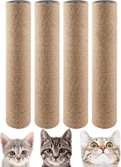 BNOSDM 4 Pcs M8 15”x2.75” Cat Tree Scratching Post Replacement Parts for Indoor Cats Tower Rope Scratch Poles Refill Jute Pole Part for Refurbishment Hemp Gray - PAWPICO