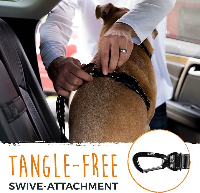 Mighty Paw Dog Seat Belt For Car - LATCH Compatible Adjustable Dog Seatbelt Harness for Small, Medium and Large Pets. Distraction Free Driving, Heavy-Duty Design with Aviation Grade Aluminum Carabiner - PAWPICO