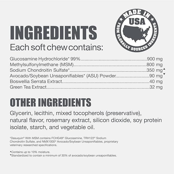Nutramax Laboratories Dasuquin with MSM Joint Health Supplement for Large Dogs - With Glucosamine, MSM, Chondroitin, ASU, Boswellia Serrata Extract, and Green Tea Extract, 150 Soft Chews NutramaxLaboratories