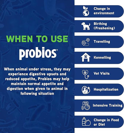 Probios Dispersable Powder - Probios Powder, Pet Probiotic, Probiotics for Swine, Equine, Sheep, Goat, Dog, Cat, Bird, Rabbit, Foals (240 gm) Probios