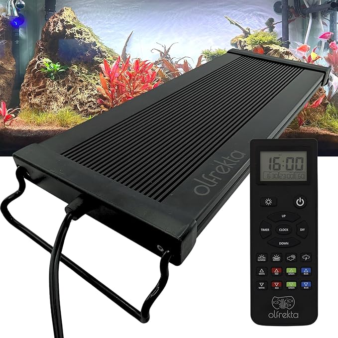 Full Spectrum LED Aquarium Light - High Power LED Fish Tank Light with Remote Control | Smart WRGB Aquarium Lights for Fish Tank with 24 Hour Cycle | 24"-30" | 40W Olfrekta