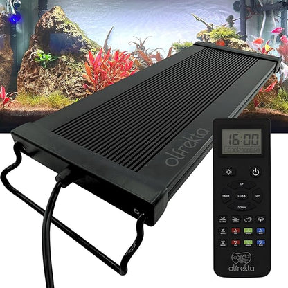 Full Spectrum LED Aquarium Light - High Power LED Fish Tank Light with Remote Control | Smart WRGB Aquarium Lights for Fish Tank with 24 Hour Cycle | 24"-30" | 40W Olfrekta