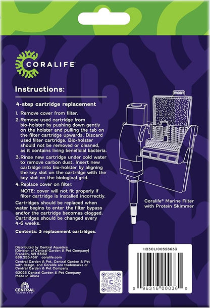 Coralife Aquarium Fish Tank Marine Salt Water Filter Cartridge, 3 Pack Coralife