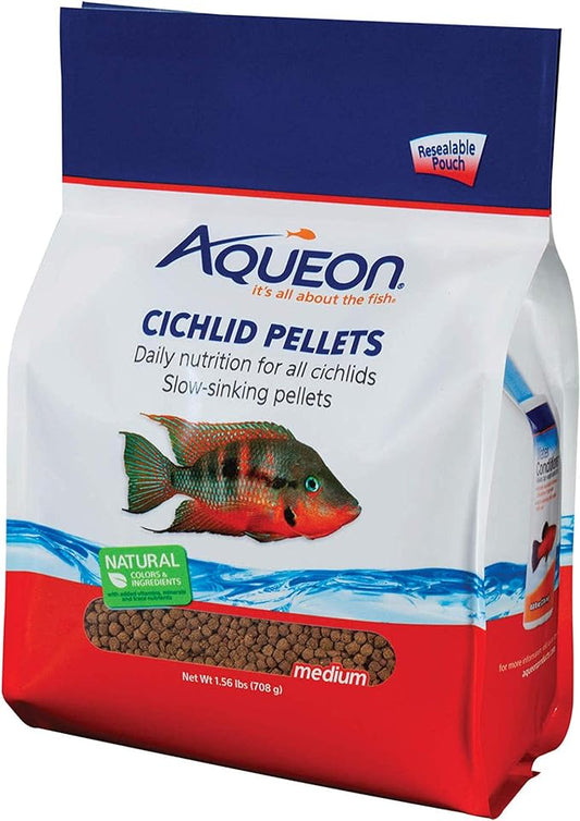Aqueon Cichlid Slow Sinking Fish Food Pellets, Medium Size, 25 Ounce Aqueon