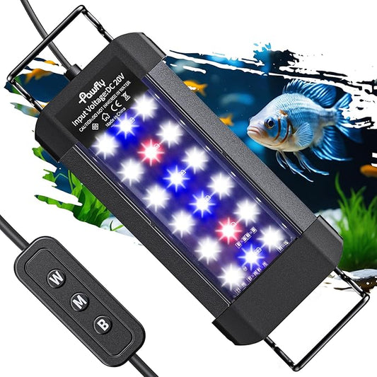Pawfly 6 W Aquarium LED Light for 6" to 10" Fish Tanks Extendable Fish Tank Light with Full Spectrum Brilliant White Blue Red Lights with Daytime & Night Modes and Adjustable Brightness Pawfly