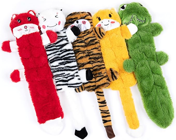 Nocciola 5 PCS No Stuffing Crinkle Dog Squeaky Toys, Durable Dog Toys for Tug of War, Tough Dog Toys for Small Medium Large Dogs & Aggressive Chewers, Puppy Dog Toys to Keep Them Busy - PAWPICO