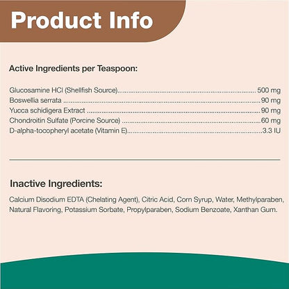 NaturVet Glucosamine DS Level 1 Maintenance, Joint Care Support Supplement for Dogs and Cats, Liquid, Made in The USA with Globally Source Ingredients 32 Ounce NaturVet