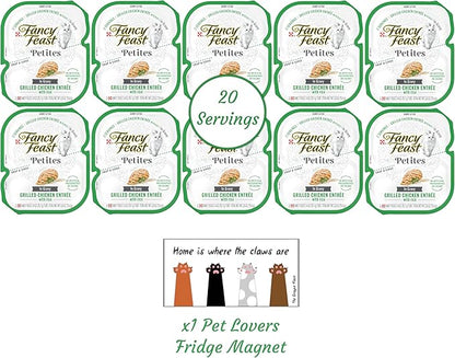 Fancy Feast Gourmet Grain-Free Meals Wet Cat Food Pate and Gravy Petites 10 Twin Pack Trays, 20 Servings (Grilled Chicken in Gravy) - PAWPICO