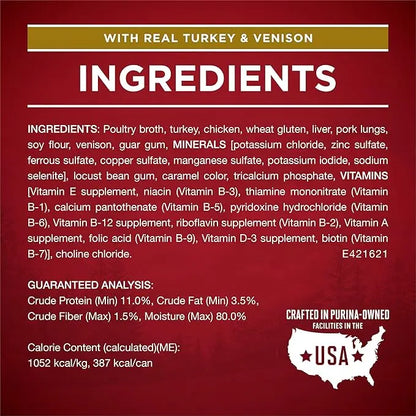 Purina ONE True Instinct Tender Cuts in Gravy With Real Turkey and Venison, and With Real Chicken and Duck High Protein Wet Dog Food Variety Pack - (Pack of 12) 13 oz. Cans - PAWPICO