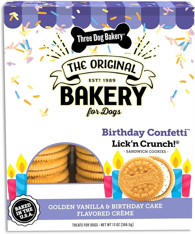 Three Dog Bakery Birthday Confetti Lick'n Crunch 13 Ounce (Pack of 1) - PAWPICO