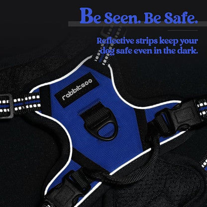rabbitgoo Dog Harness No Pull with 2 Leash Clips, Adjustable Soft Padded, Reflective Oxford No Choke Pet Vest with Easy Control Handle for Puppy, Dazzling Blue,XS rabbitgoo