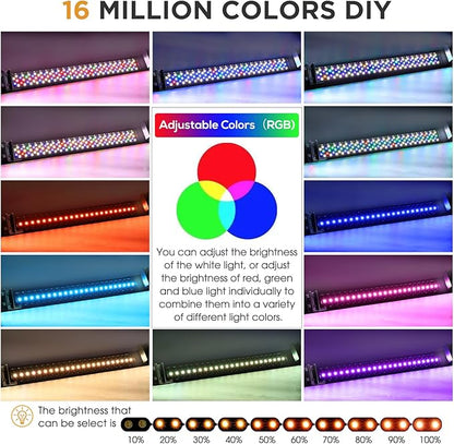 hygger 18W LED Aquarium Light for Plants, Full Spectrum Fish Tank Light with Timer Auto On/Off, 24/7 Lighting with Multi-Color, Adjustable Brightness, External Controller, for Freshwater(18"-24") hygger